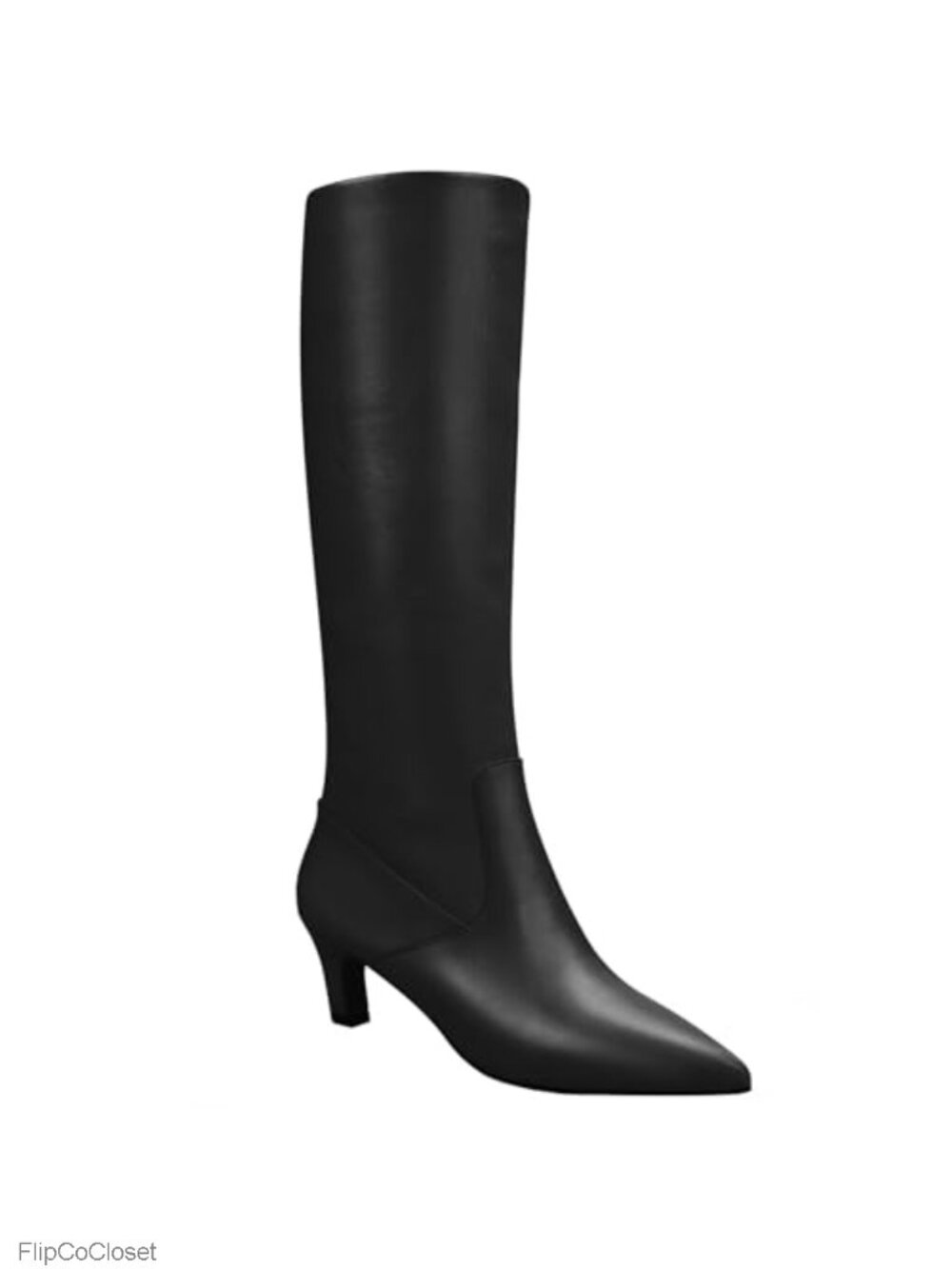Kitten Heel Knee High Boots Pointed Toe Tall Fall Boots Side Zip